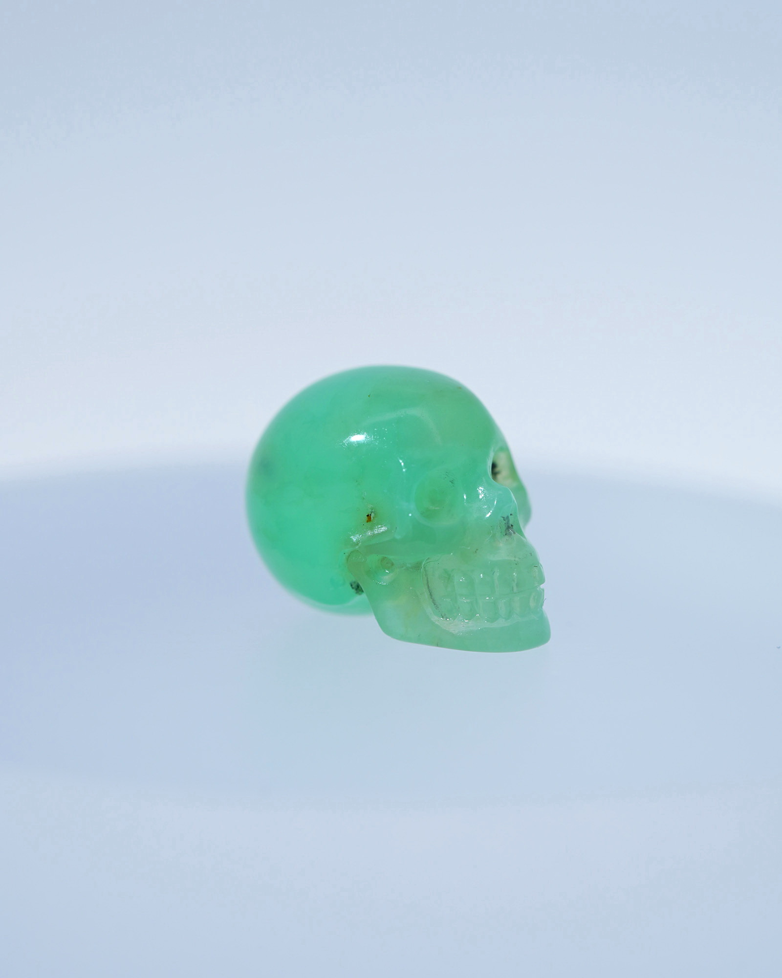 0.5" Chrysoprase Hand Carved Crystal Skull, Realistic, Crystal Healing