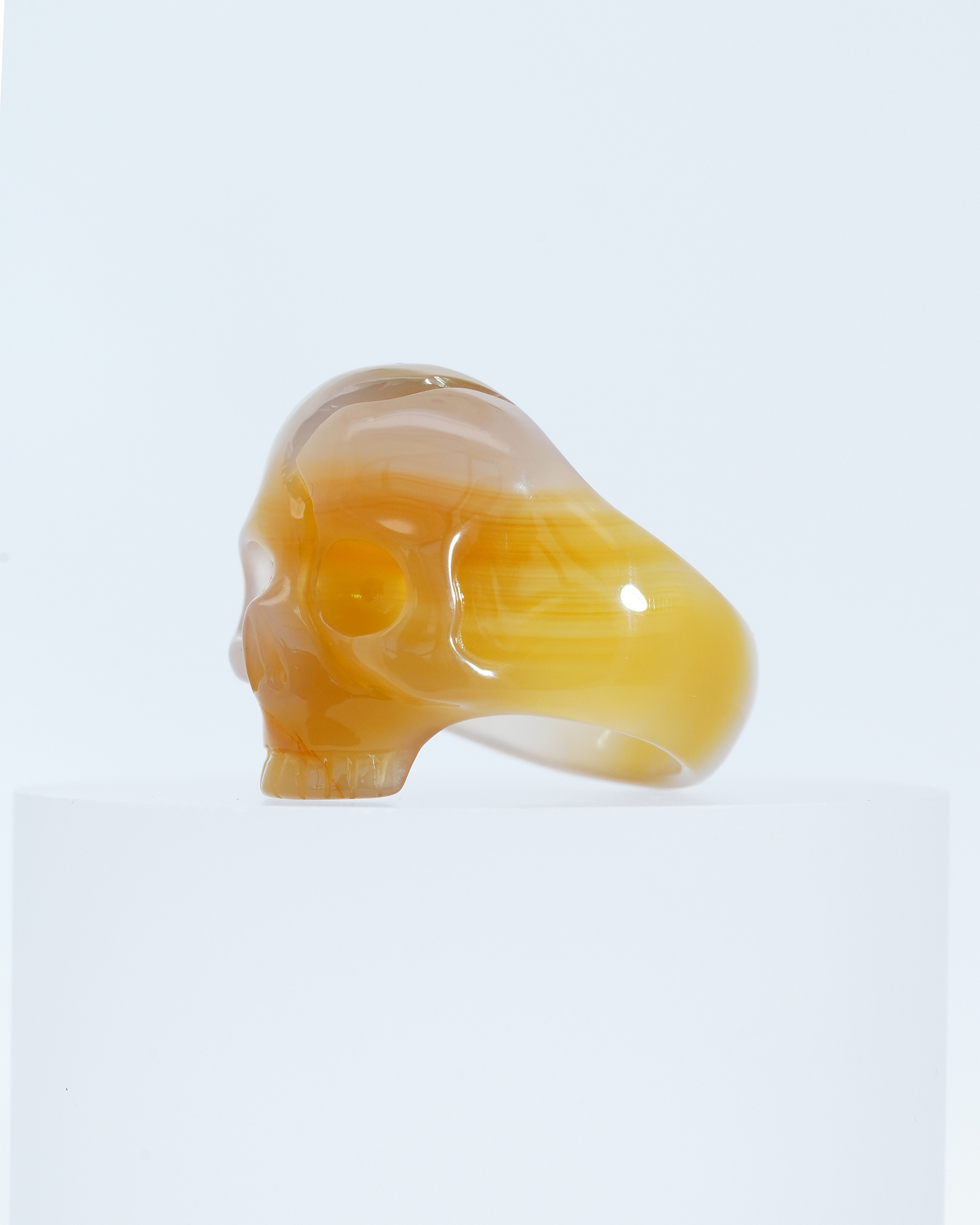 US Size 11# Carnelian Hand Carved Crystal Skull Ring, Skull Jewelry