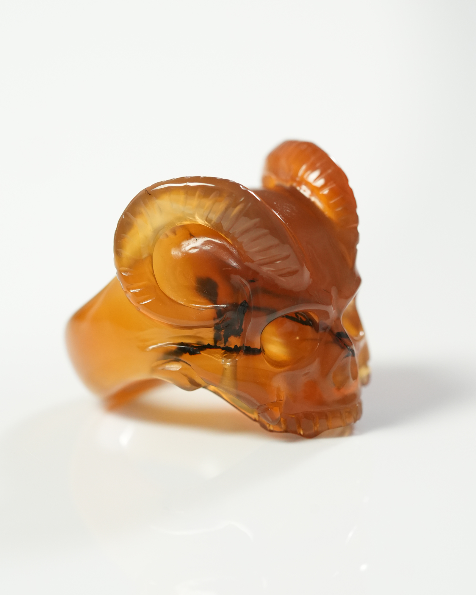 US Size 9# Carnelian Hand Carved Crystal Skull Ring, Skull Jewelry