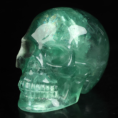3.5" Fluorite Hand Carved Crystal Skull, Realistic, Crystal Healing