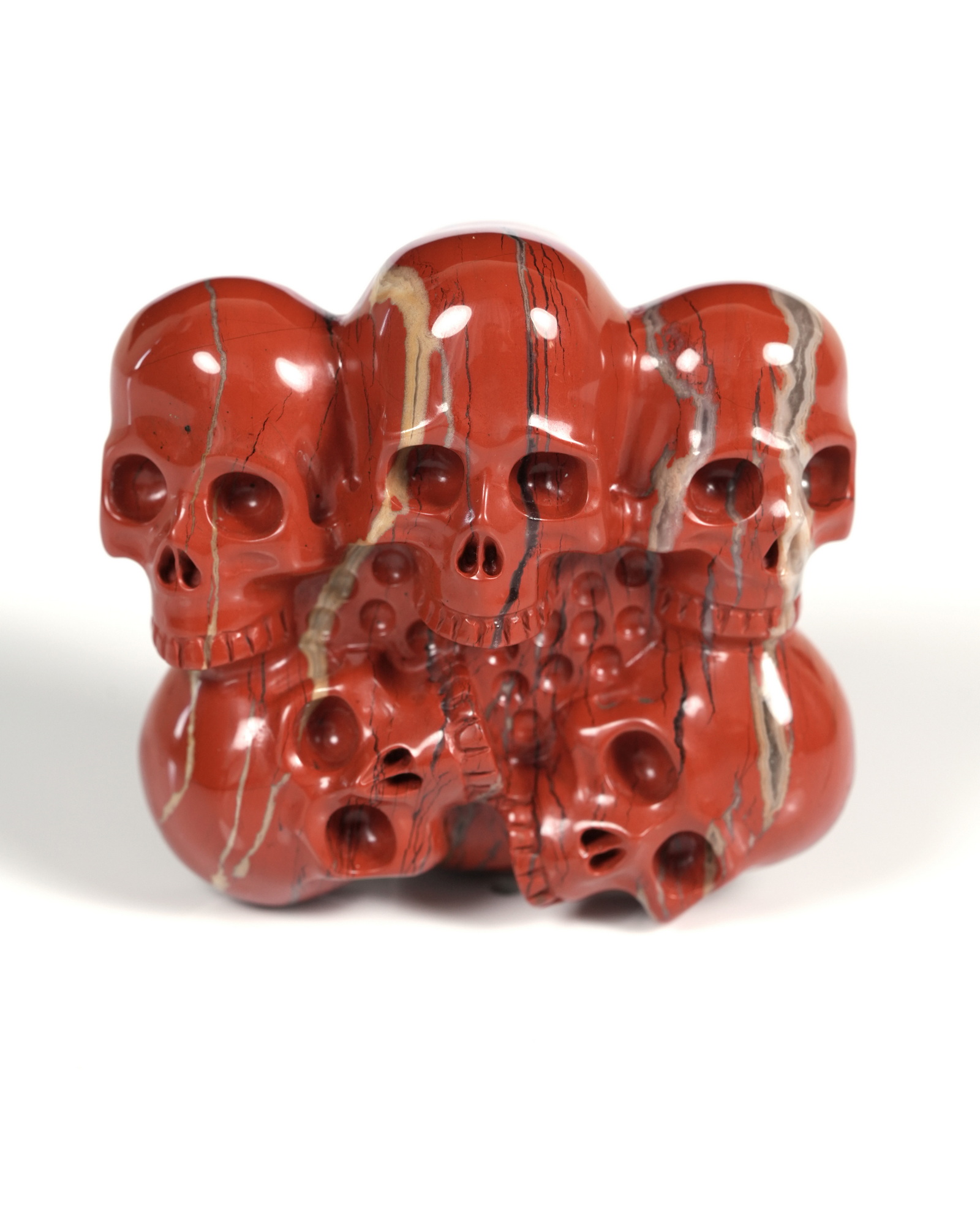 Red Jasper Hand Carved Crystal Skull Buckle, Skull Jewelry