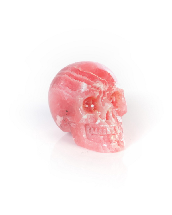 0.7" Rhodochrosite Hand Carved Crystal Skull, Realistic, Crystal Healing