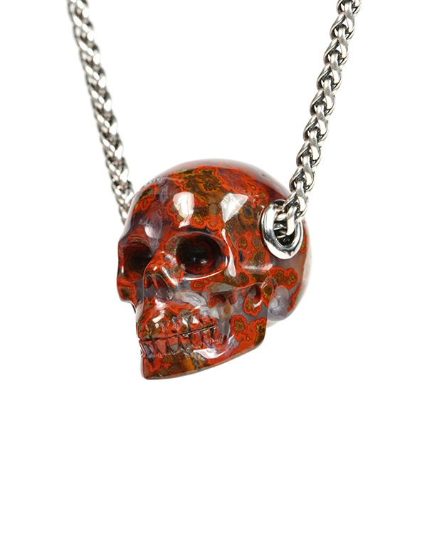 Skullis Signature 1.2" Red Desert Agate Hand Carved Crystal Skull Pendant, Crystal Healing Skull Jewelry, for Women & Men