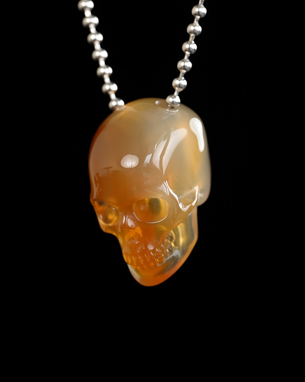 Hollow Essence - 1.4" Carnelian Hand Carved Crystal Skull Pendant, Crystal Healing Skull Jewelry, for Women & Men