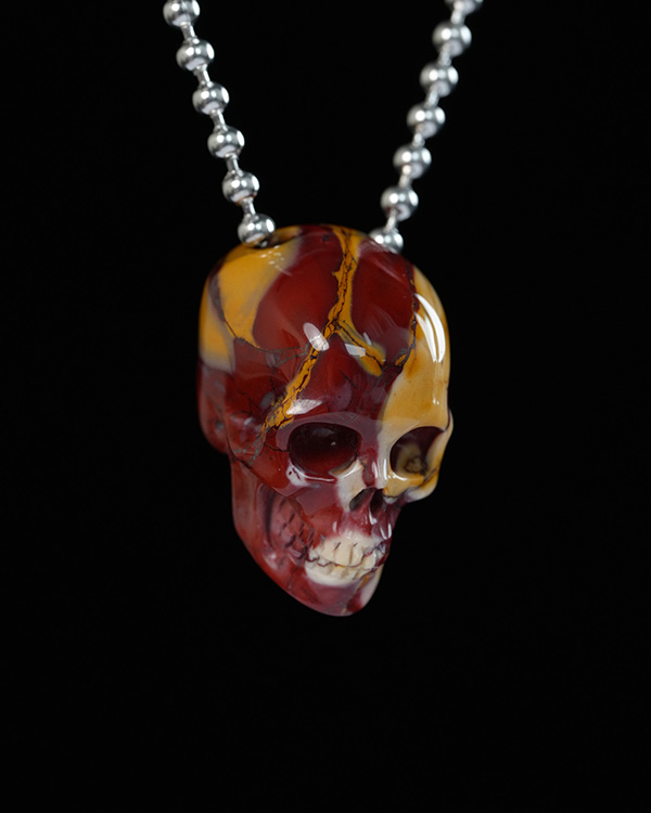 Hollow Essence - 1.1" Mookaite Jasper Hand Carved Crystal Skull Pendant, Crystal Healing Skull Jewelry, for Women & Men