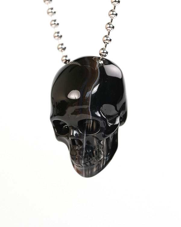 Hollow Essence - 1.4" Agate Hand Carved Crystal Hollow Skull Pendant, Crystal Healing Skull Jewelry, for Women & Men