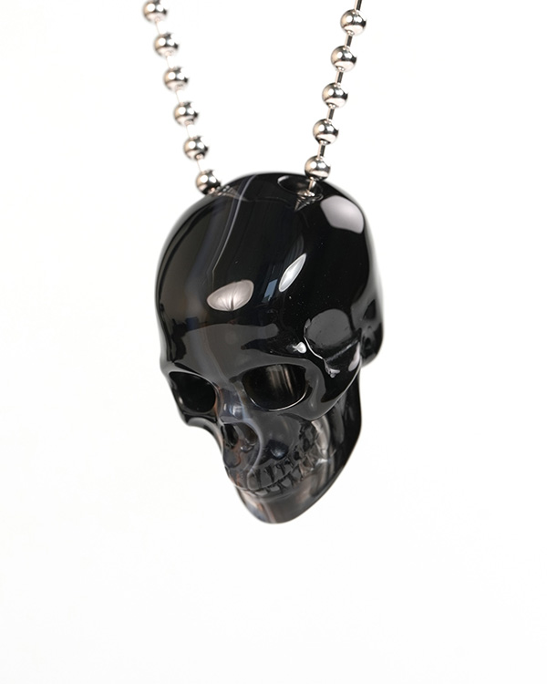 Hollow Essence - 1.4" Agate Hand Carved Crystal Skull Pendant, Crystal Healing Skull Jewelry, for Women & Men
