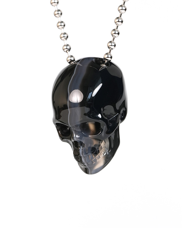Hollow Essence - 1.4" Agate Hand Carved Crystal Skull Pendant, Crystal Healing Skull Jewelry, for Women & Men