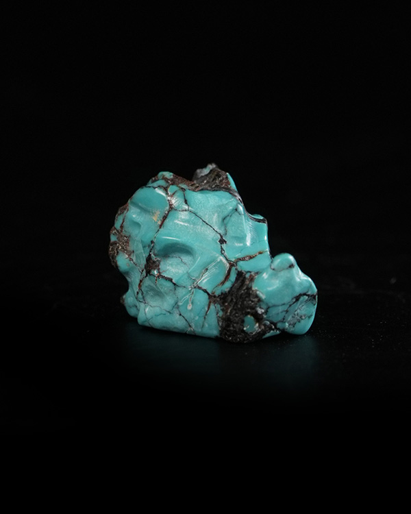 Gemstone 0.6" Turquoise Hand Carved Crystal Dragon Skull Sculpture, Crystal Healing