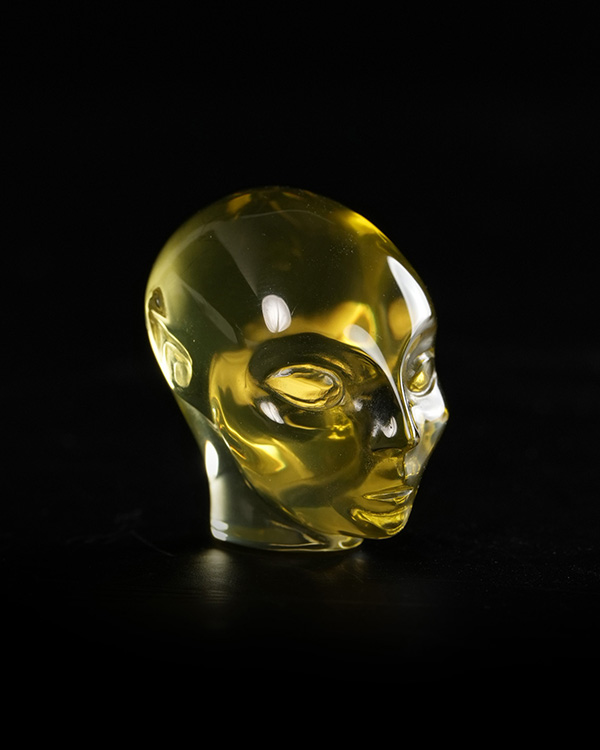 Gemstone 1.0" Citrine Hand Carved Fairy Elf Alien Crystal Skull Companion Sculpture, Crystal Healing