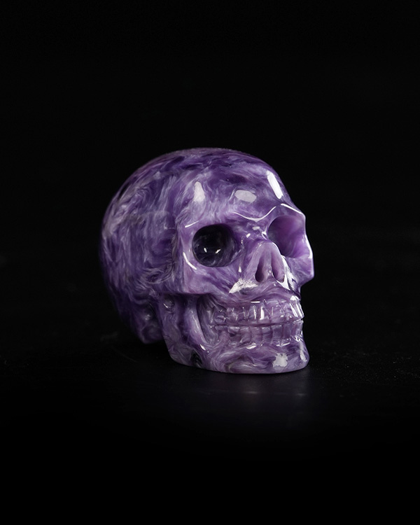Gemstone 1.2" Russian Charoite Hand Carved Crystal Skull, Crystal Healing