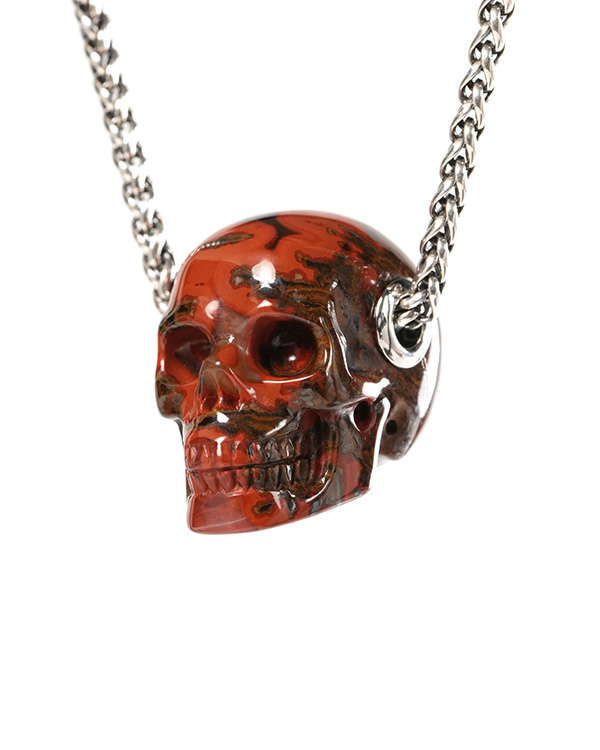 Skullis Signature 1.2" Red Desert Agate Hand Carved Crystal Skull Pendant, Crystal Healing Skull Jewelry, for Women & Men