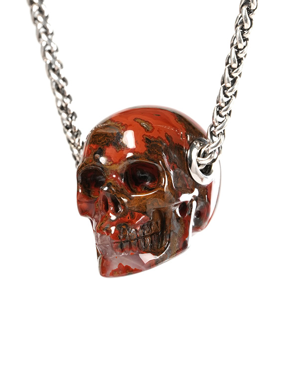 Skullis Signature 1.2" Red Desert Agate Hand Carved Crystal Skull Pendant, Crystal Healing Skull Jewelry, for Women & Men