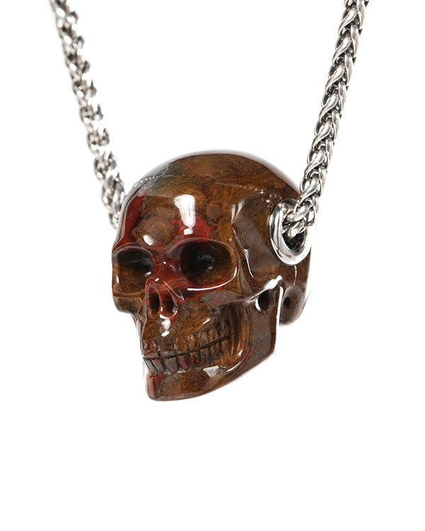 Skullis Signature 1.2" Red Desert Agate Hand Carved Crystal Skull Pendant, Crystal Healing Skull Jewelry, for Women & Men
