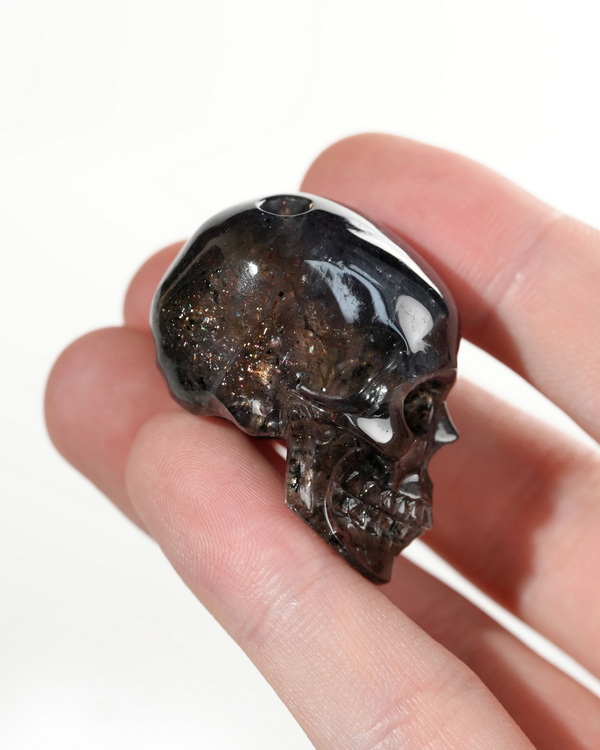 Hollow Essence - 1.4" Iolite Hand Carved Crystal Hollow Skull Pendant, Crystal Healing Skull Jewelry, for Women & Men