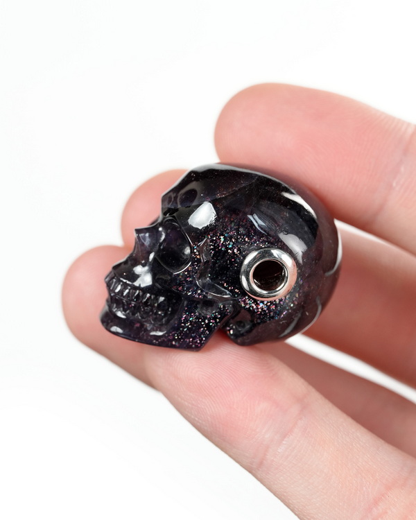 Skullis Signature 1.2" Iolite Hand Carved Crystal Skull Pendant, Crystal Healing Skull Jewelry, for Women & Men