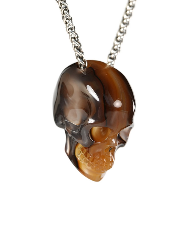 Hollow Essence - 1.4" Agate Hand Carved Crystal Skull Pendant, Crystal Healing Skull Jewelry, for Women & Men