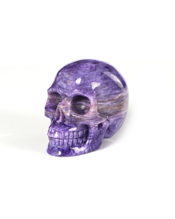 Gemstone 1.1" Russian Charoite Hand Carved Crystal Skull, Realistic, Crystal Healing
