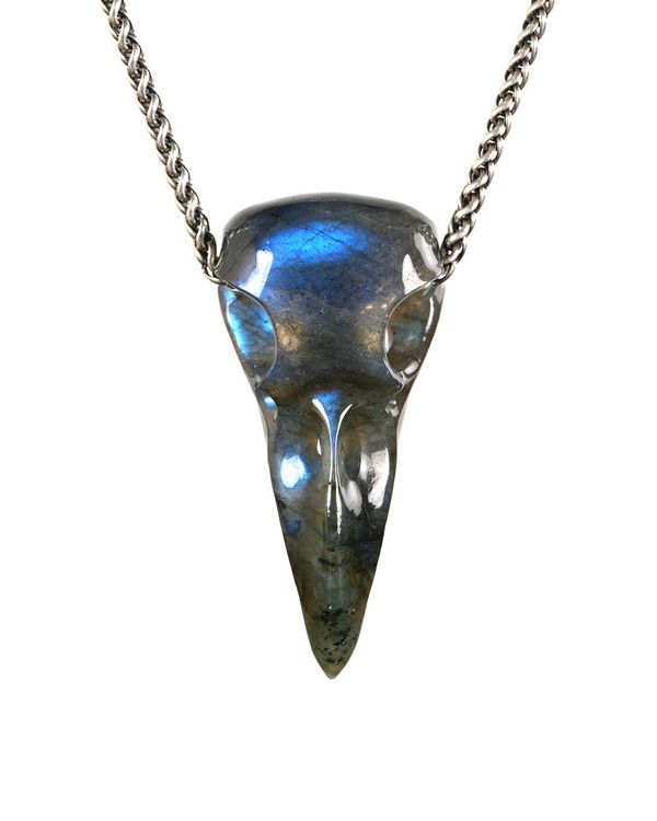 Night Pathfinder - 2.2" Labradorite Hand Carved Crystal Skull Pendant, Crystal Healing Skull Jewelry, for Women & Men