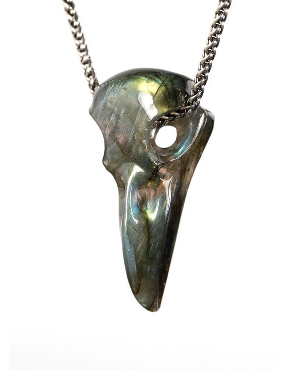 Night Pathfinder - 2.2" Labradorite Hand Carved Crystal Skull Pendant, Crystal Healing Skull Jewelry, for Women & Men