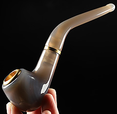 6.1" Premium Brazilian Agate Carved Crystal Smoky Pipe,Super Realistic, Crystal Healing, Crystal Healing
