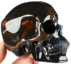 Top Quality Geode 4.1" Premium Brazilian Agate Carved Crystal Skull,Super Realistic, Crystal Healing