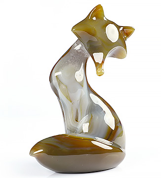 4.1" Premium Brazilian Agate Carved Crystal Fox, Crystal Healing