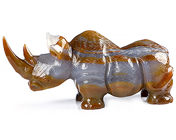 4.8" Premium Brazilian Agate Carved Crystal Rhinoceros, Crystal Healing