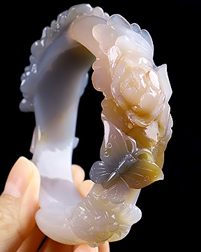 3.5" Premium Brazilian Agate Carved Crystal Bracelet, Crystal Healing