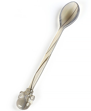 5.4" Premium Brazilian Agate Carved Crystal Skull Spoon Sculpture, Realistic