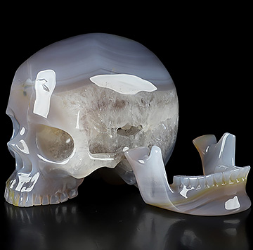 5.1" Premium Brazilian Agate Carved Crystal Detachable Skull,Super Realistic, Crystal Healing