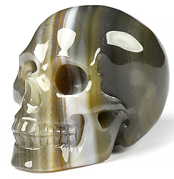 2.0" Premium Brazilian Agate Carved Crystal Skull,Realistic, Crystal Healing