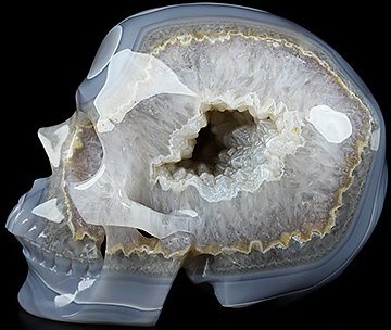 5.6" Premium Brazilian Agate Carved Crystal Skull,Super Realistic, Crystal Healing