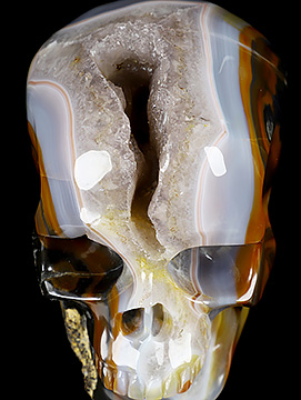 4.5" Premium Brazilian Agate Carved Crystal Skull,Super Realistic, Crystal Healing