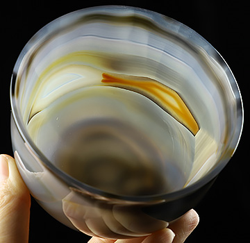 3.9" Premium Brazilian Agate Carved Crystal Cup, Realistic