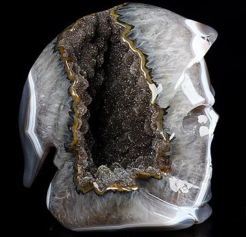 5.5" Premium Brazilian Agate Carved Crystal Death Skull Sculpture, Crystal Healing