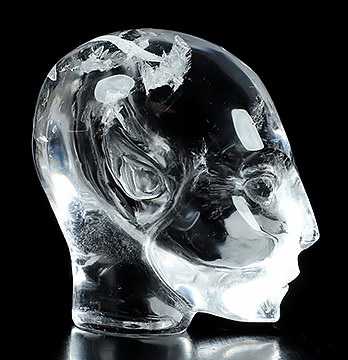 1.7" Quartz Rock Crystal Carved Fairy Elf Alien Crystal Skull Companion Sculpture, Crystal Healing