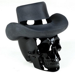 4.7" Black Obsidian Carved Crystal Frosted Hat Skull, Crystal Healing