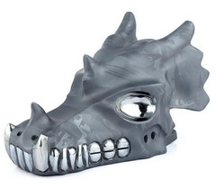 5.5" Tera-hertz Carved Crystal Frosted Dragon Skull, Crystal Healing