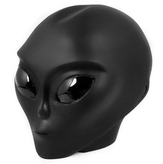 Huge 4.2" Black Obsidian Carved Crystal Frosted Female Alien Skull, Crystal Healing