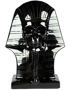 7.1" Black Obsidian Carved Crystal Pharaoh Skull, Crystal Healing