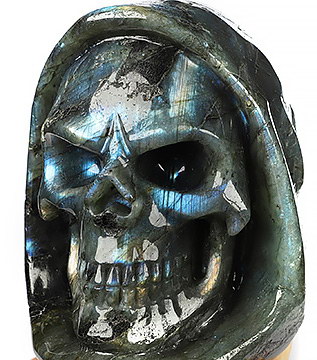 5.4" Labradorite Carved Crystal Death Skull, Crystal Healing