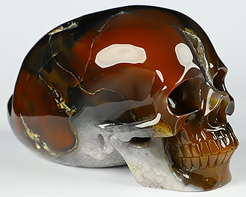 5.8" Carnelian Carved Crystal Skull, Crystal Healing