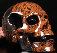 Lifesized 6.5" Mahogany Obsidian Carved Crystal Skull Dig Hollow Inside, Realistic