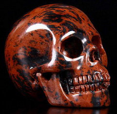 2.0" Mahogany Obsidian Carved Crystal Skull, Realistic