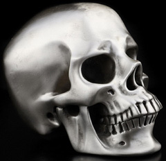 4.1" 925 Sterling Silver Carved Hollow Crystal Skull,Super Realistic, Crystal Healing