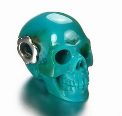 0.8" Turquoise Carved Crystal Skull Pendant
