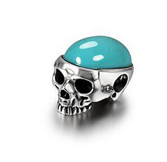 Turquoise & 925 Sterling Silver Carved Crystal Skull Pendant,925 Sterling Silver