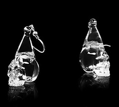 Clear Quartz Rock Crystal Carved Crystal Skull Earrings