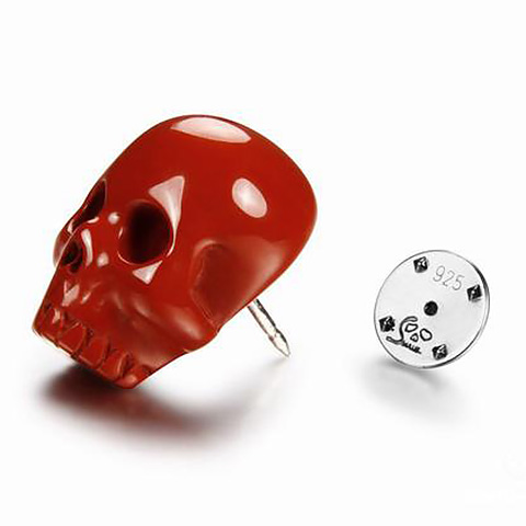 Red Jasper Carved Crystal Skull Collar Button